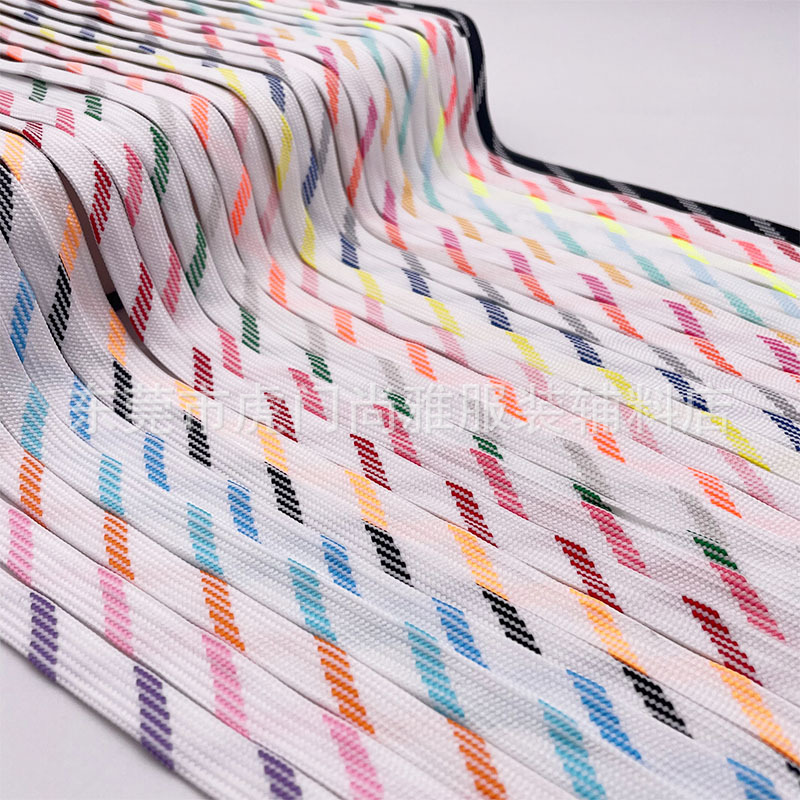 涤纶丝1cm白底彩点空心扁绳 服装服饰裤头绳鞋材辅料空心带 供应