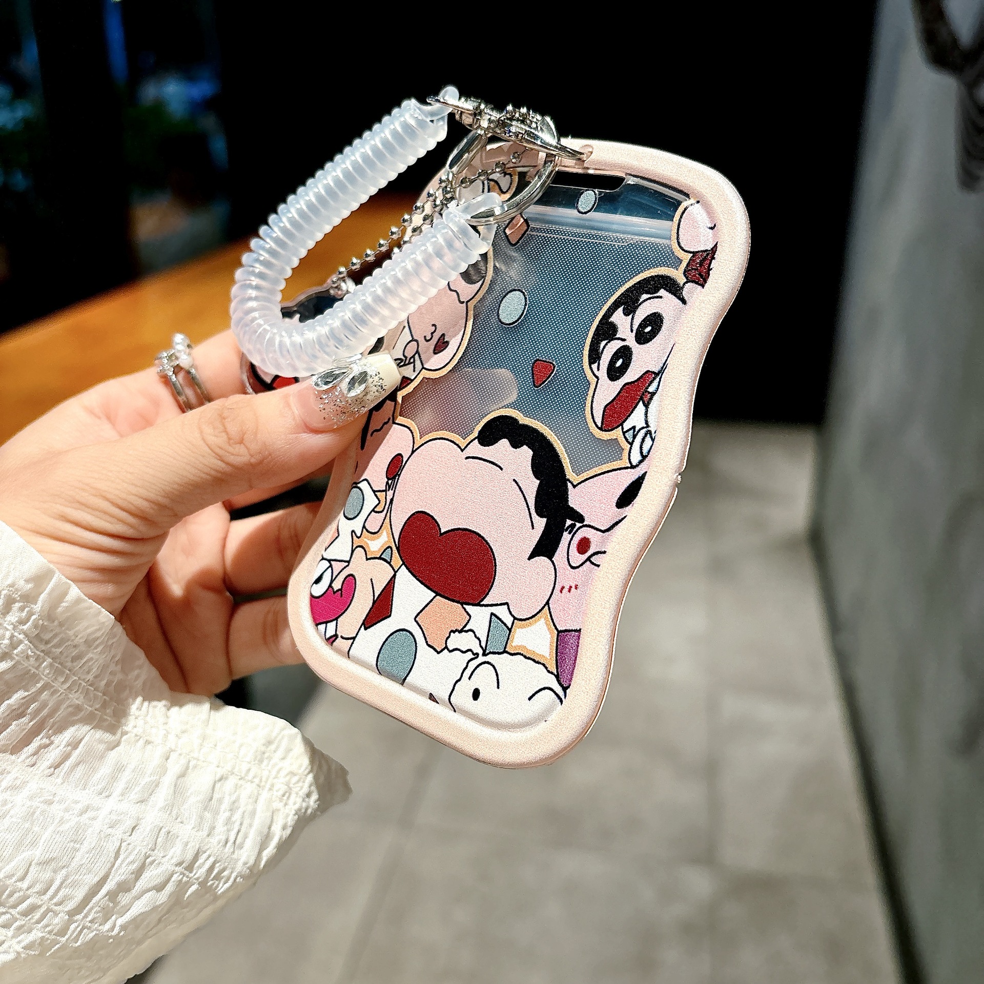 波浪學生證飯卡公交卡亞克力透明雙卡保護套彈力鑰匙扣身份證工牌