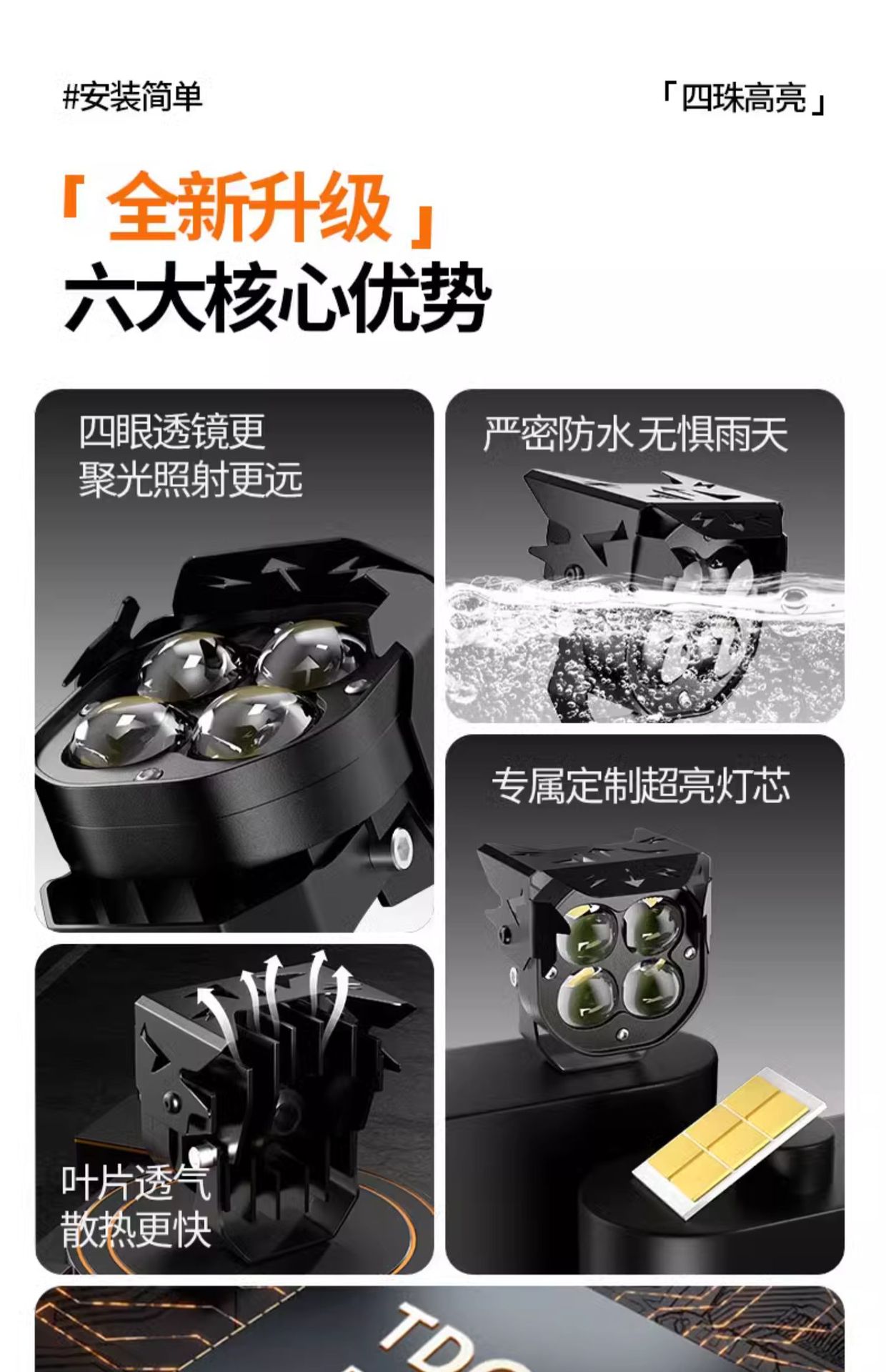 Electric Vehicle Lights Super Bright Led Headlights Strong Light External Lens Paving Road Pedal Long-Range Lighting Motorcycle Spotlights