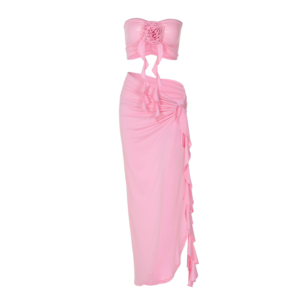 282g Weight Sleeveless Sleeve Length Spandex, Polyester, Milk Fiber Fabric Type High Waist Waist Line Regular Top Length Skirt Co-ord Set Sets Type 2 Pieces Set Quantity Prom Occasion Strapless Neckline Slim Fit Type Flower Pattern Summer Season Sexy Style Asymmetrical Craft Prom Women's Sexy Flower Spandex Polyester Milk Fiber Skirt Co-ord Set Skirt Sets 12