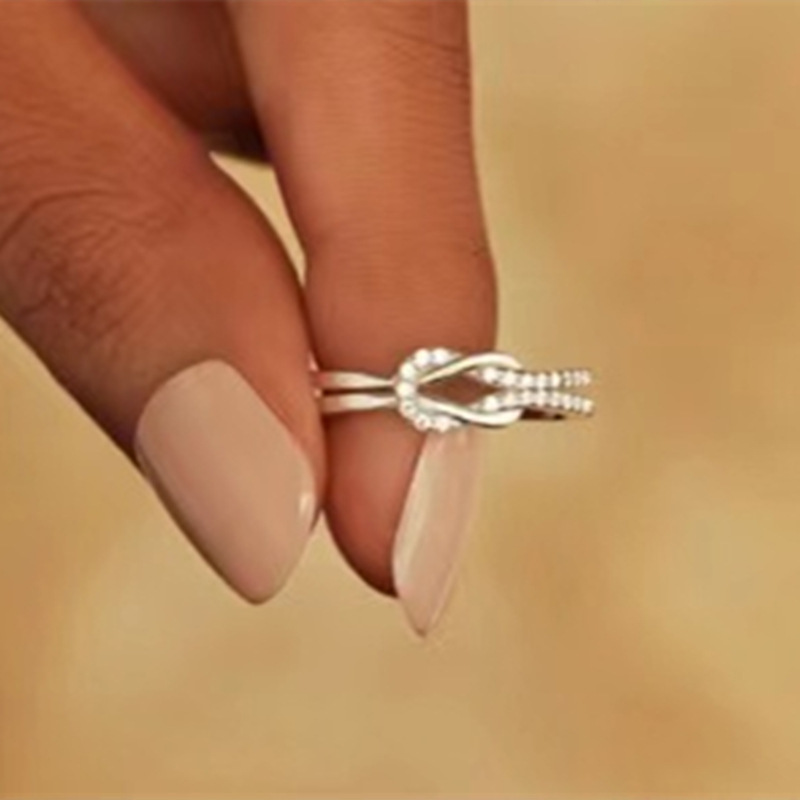 Simple Style Knot Sterling Silver Plating Artificial Diamond Rings