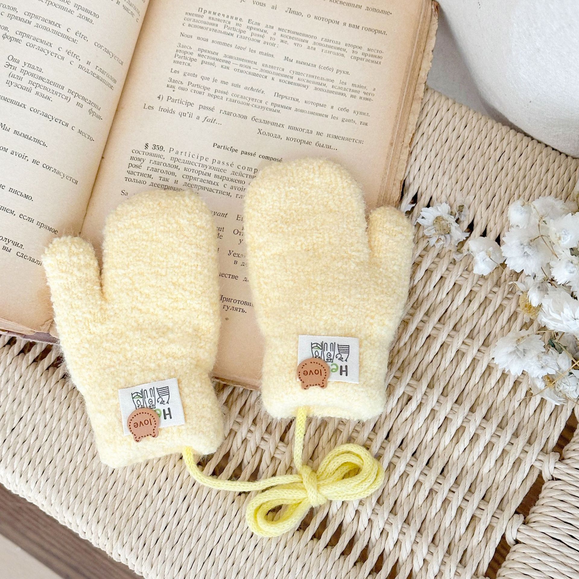 Guantes de cuello para niños otoño y invierno 0 - 2 años 1 bebés varones bebés niñas y dedos de lana para mantener el calor y el grosor