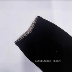 字母高腰加绒保暖紧身打底裤女款秋冬外穿云朵裤黑色九分小黑裤子