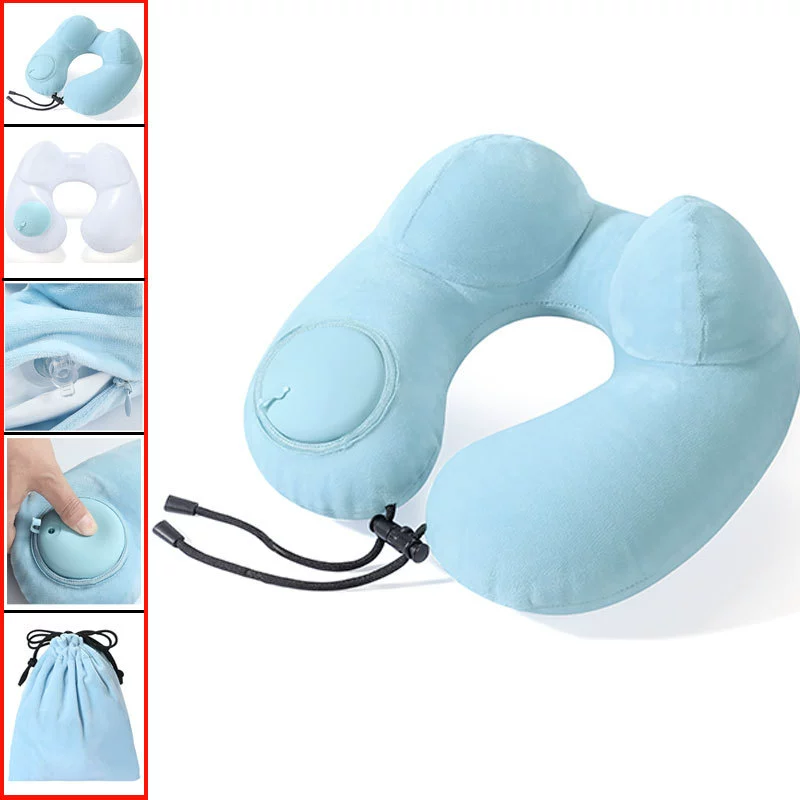 Inflatable handheld neck pillow, airplane for traveling, with neck protection