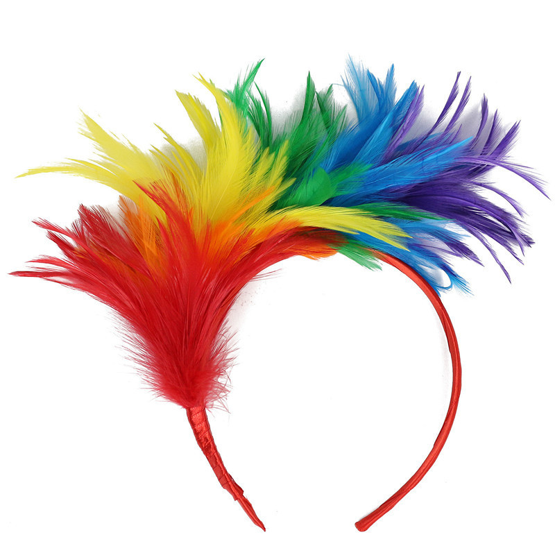 European and American Color Feather Headwear Halloween Hair Hoop Party Carnival Festival Table Performance Jockey Club Ball Hair Accessories