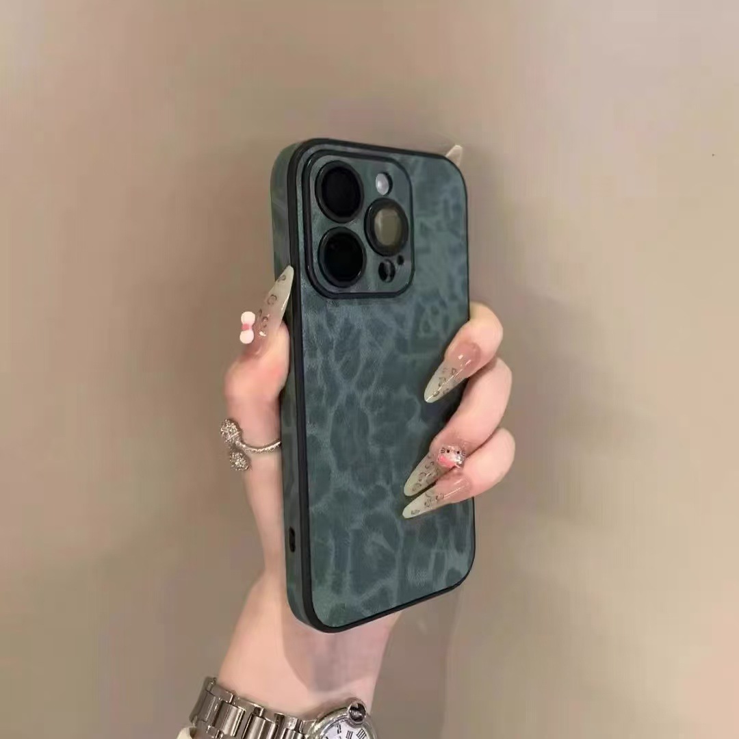 Película de lente iphone16ProMax con estampado de leopardo de color sólido simple 13 Funda para teléfono móvil para Apple 15 Mujer 14 Pareja 13