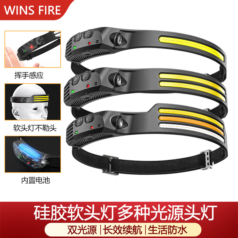 Linterna frontal COB con sensor de movimiento – Para pesca, camping y emergencias