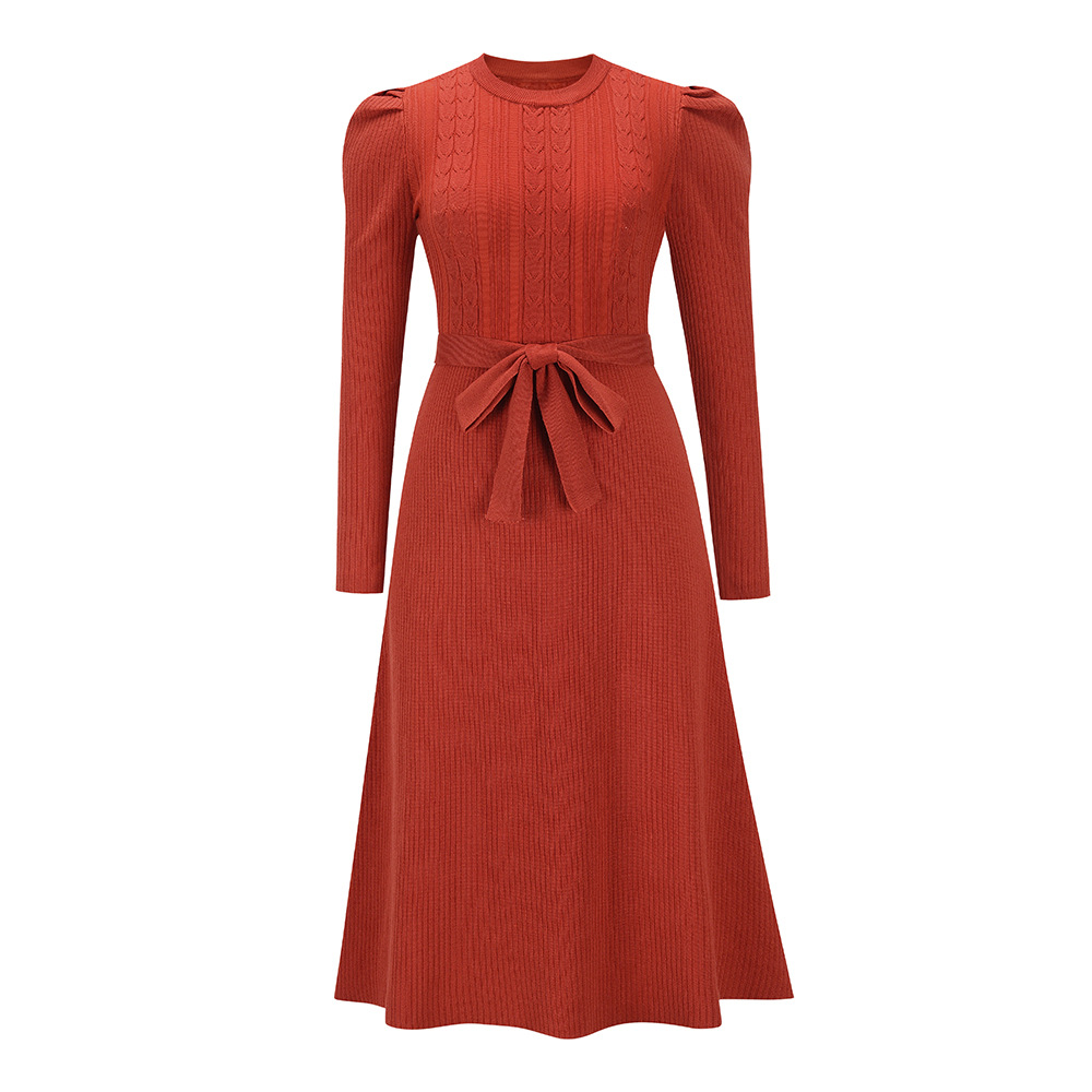 Autumn/Winter Long Sleeve Knit Skirt Mid Length Swing Dress Sweater Dress