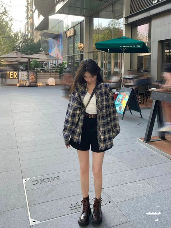 チェック柄シャツレディーストップス春と夏の韓国スタイルルーズレイジースタイルレトロ長袖シャツカーディガンジャケット卸売|undefined