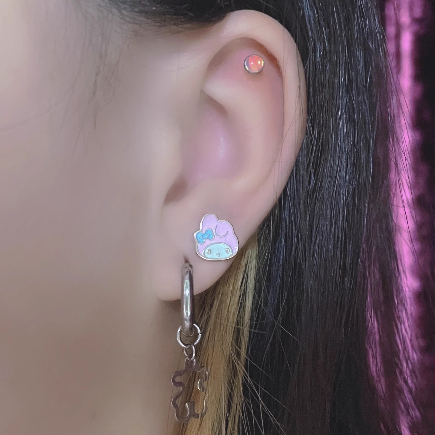 Labret stud lip piercing jewelry styling detail