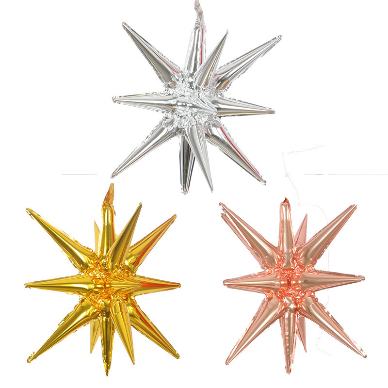 22寸连体镭射4D爆炸星27寸一体水滴气球婚庆生日派对装饰铝