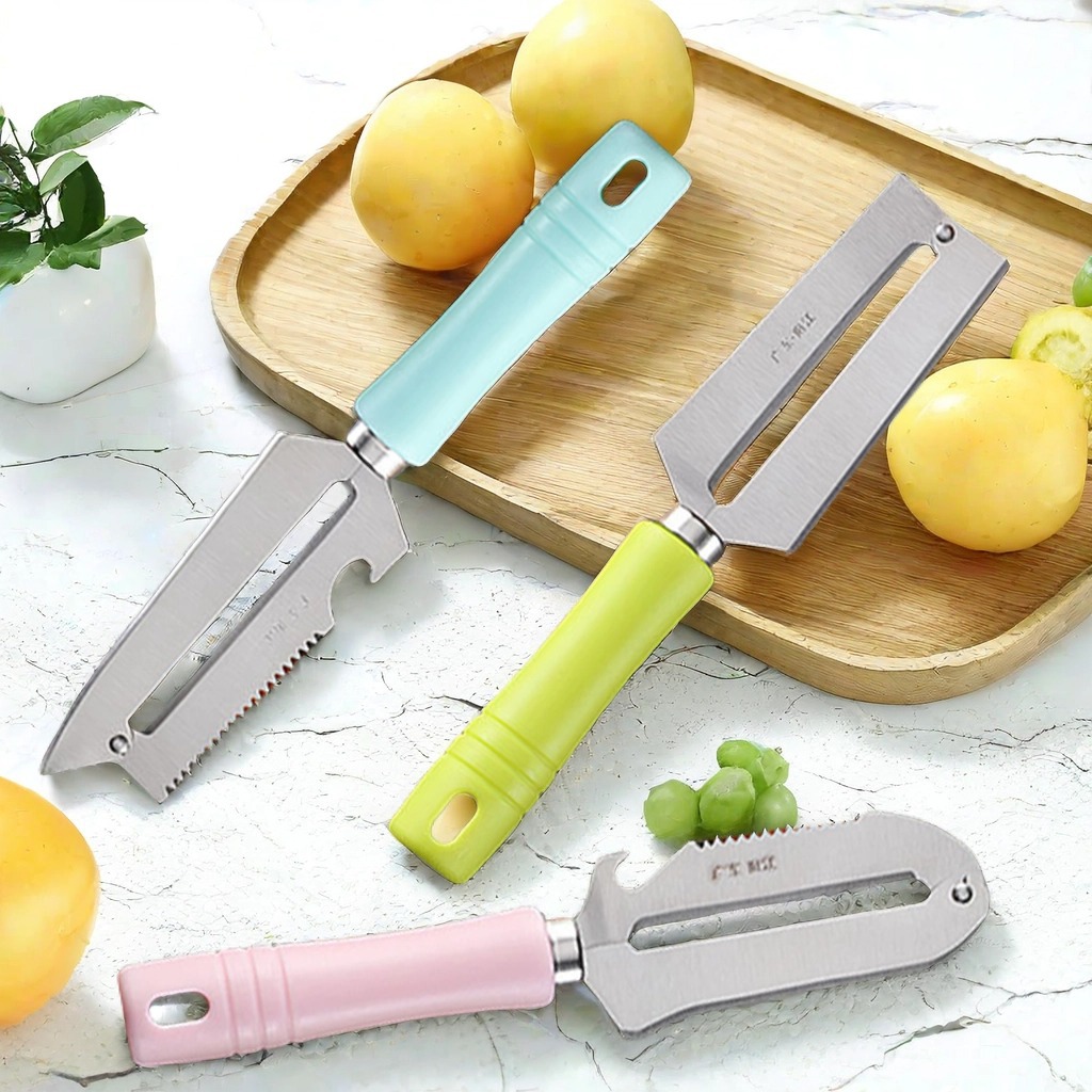 Cuchillo de frutas de color caramelo transfronterizo cuchillo de acero inoxidable cuchillo de piel doméstico herramientas de cocina multifuncionales