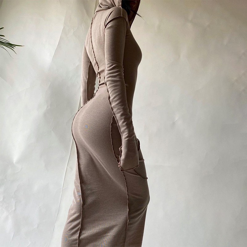 women s solid color hooded long-sleeved dress nihaostyles clothing wholesale NSXPF73945