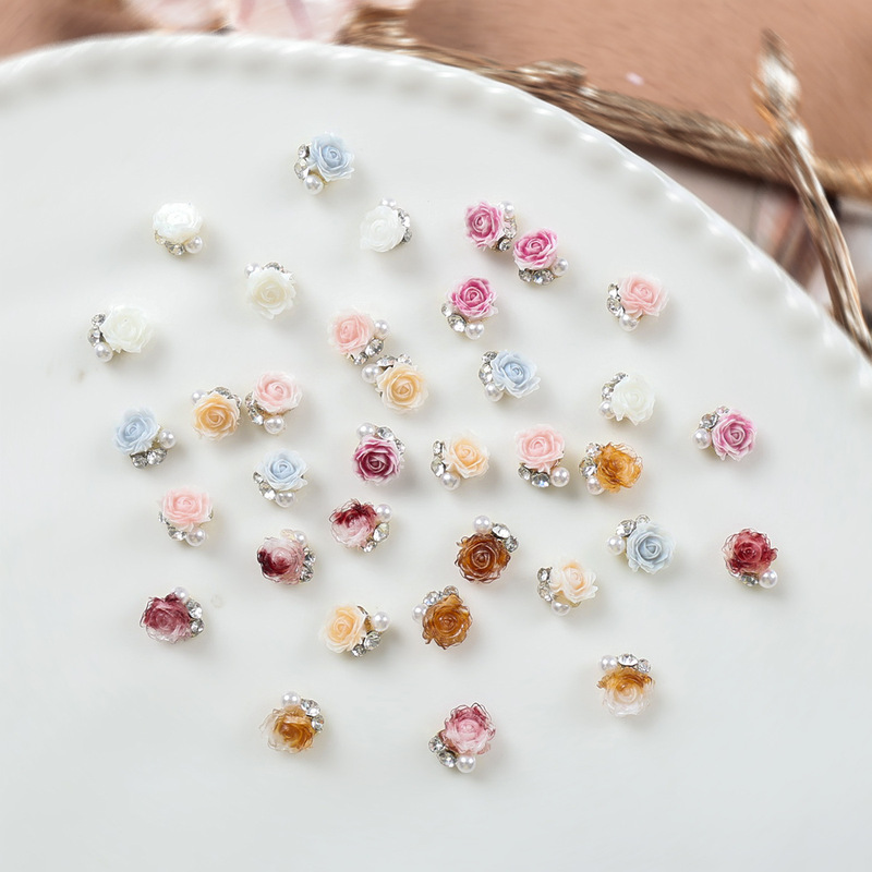 Exquisite Camellia Pearl Nail Art Jewelry, Sweet and Versatile Alloy Inlaid Crystal Diamond Wearable Nail Accessories Diamond Exquisite Camellia Pearl Nail Art Jewelry, Sweet and Versatile Alloy Inlaid Crystal Diamond Wearable Nail Accessories Diamond