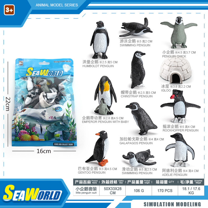 Simulación transfronteriza Ártico y Antártico animales pescados marinos animales prehistóricos modelo de conchas de pingüino bolsa de decoración