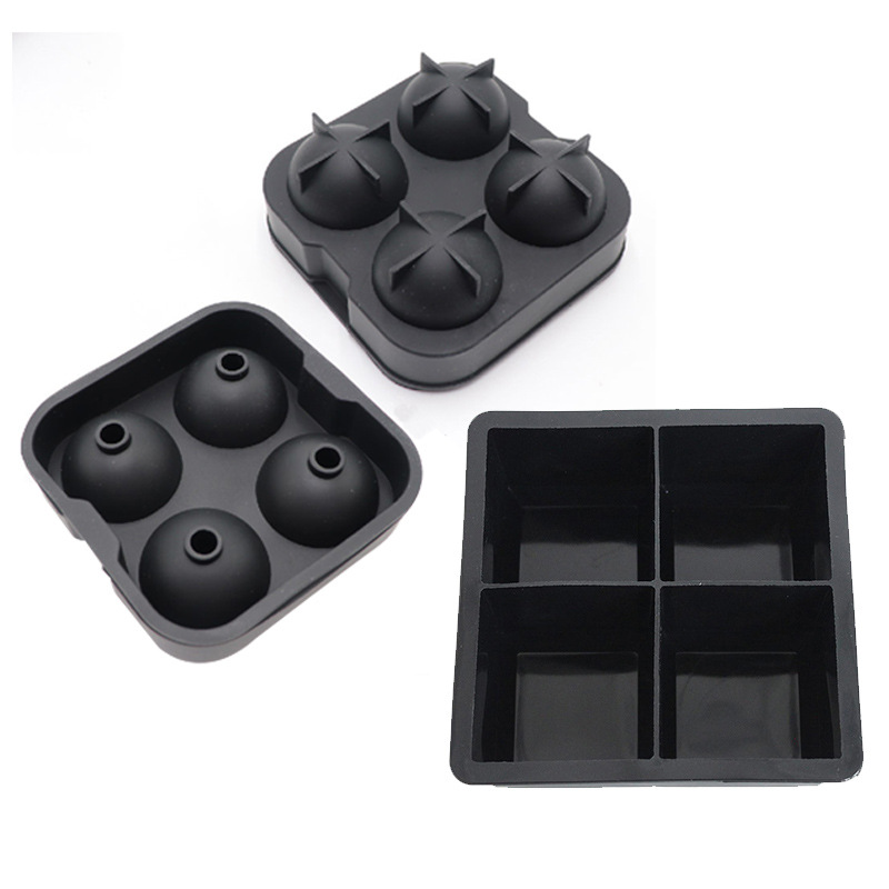 Molde de cubo de hielo de silicona molde de hockey sobre hielo 4 rejilla 4 Bola 6 rejilla 6 Bola 8 rejilla 8 bola caja de hielo cuadrado redondo cubo de hielo molde