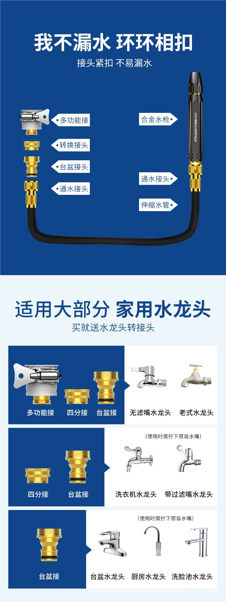 New Friend Car Wash Water Gun for Home Use, High-Pressure Tool for Watering Flowers, Telescopic Hose for Powerful Floor Washing Sprayer