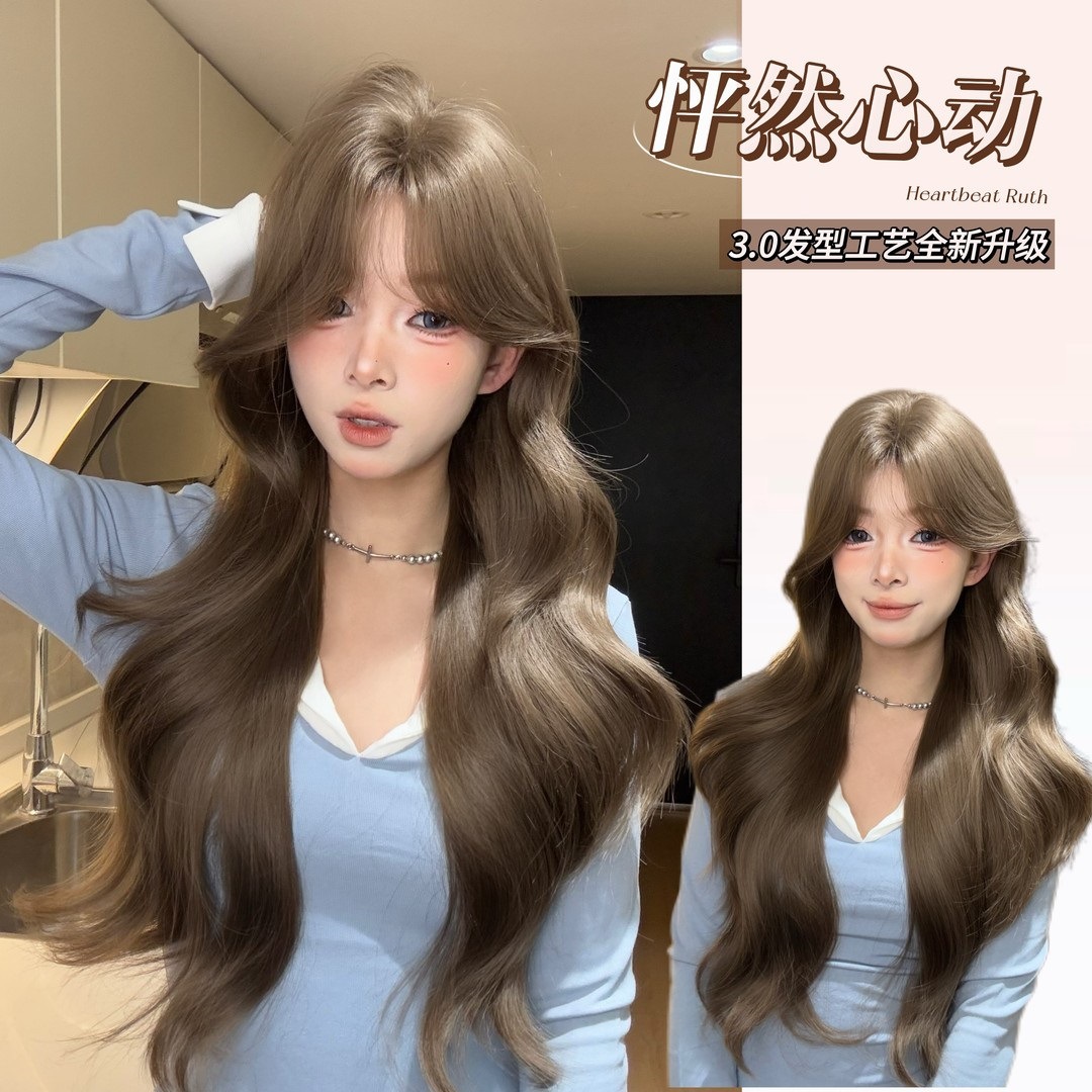 【לבבי】 קוני חלק אמצעי גדול גלי פלאפי טבעי ריאליסטי באורך בינוני פאת ראש מלא