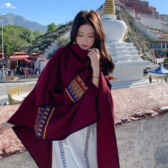チベットラサの赤いストール写真撮影旅行保温両用マフラー新疆高原雲南旅行マント女