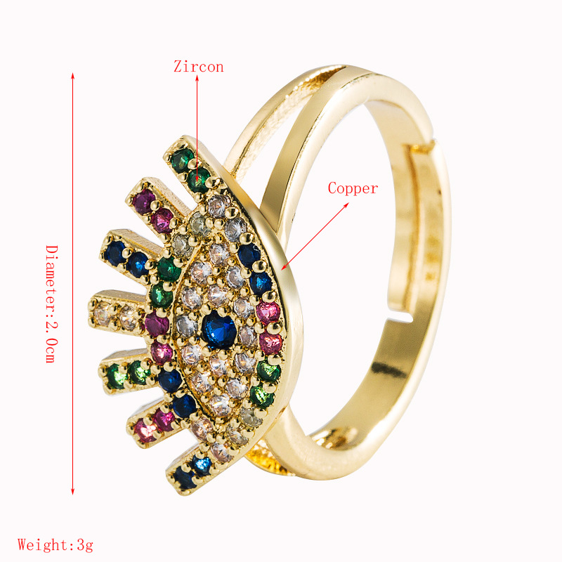 Creative Copper Inlaid Zircon Geometric Lips Eye Ring Wholesale Nihaojewelry display picture 1