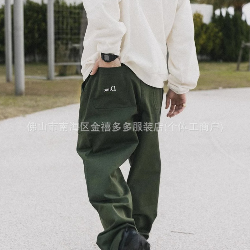 DM spring and summer new three-dimensional embroidery men's pants loose straight neutral cotton men's and women's Denim skateboard pants trousers fashion brand