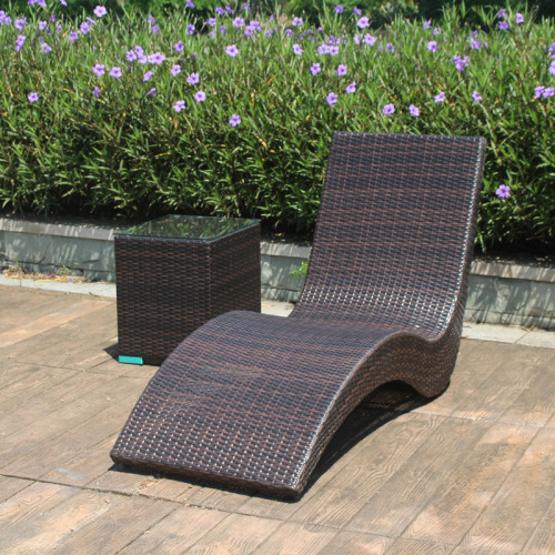 Outdoor lounge bed rattan chair single beach pool courtyard nap leisure lounge chair balcony waterproof rattan with umbrella