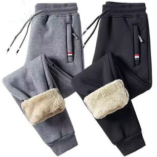 Men's Lamb Wool Sweatpants Autumn and Winter Fleece Casual Pants Elastic Loose Thickened Sweatpants Plus Size Versatile Trendy