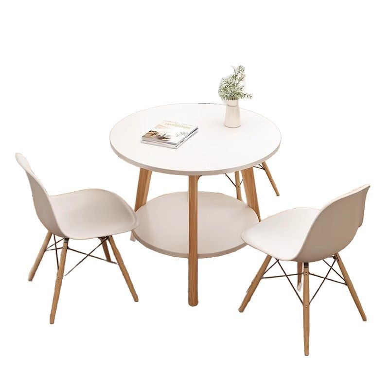 Mesa redonda pequeña para el hogar mesa de centro redonda de pierna de madera maciza 2025 nueva casa de alquiler apartamento pequeño mesa de comedor simple