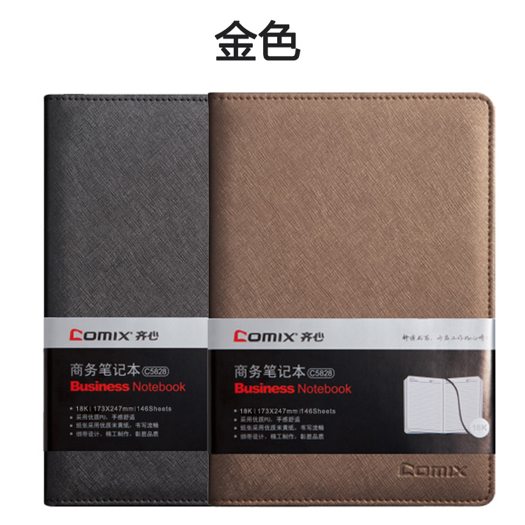 齐心皮面笔记本 C5828 18K 146张 金色 382091 (单位:本)