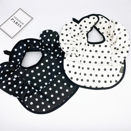 ins European and American new baby rice bag children's large bib ruffled three-dimensional princess polka dot wings flying sleeve bib