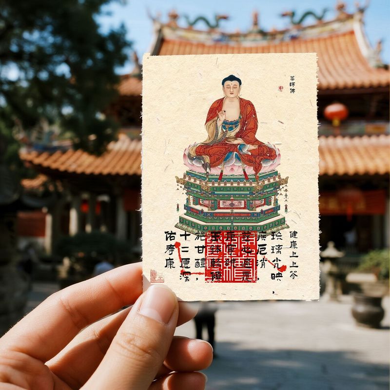 小红书爆款千佛山东方三圣药师佛寺庙文创招财保平安贴纸手机贴|undefined