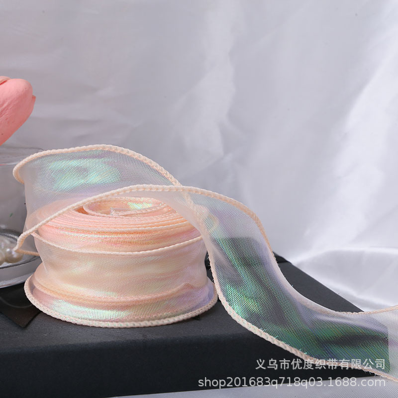 Hilado de cola de pez Symphony Cinta Decoración de pastel Ramo de copia lateral Boleto de flores Tombro de lazo Cinta de hilo ondulado