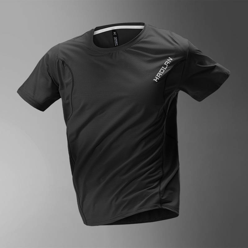 Camiseta deportiva para hombres delgada seda de hielo transpirable de verano secado rápido ropa de entrenamiento de correr de manga corta camiseta deportiva suelta
