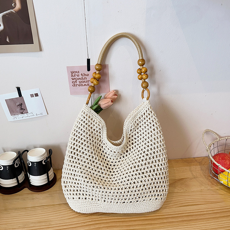 Casual large-capacity woven bag, versatile women's bag, Korean-style fashion hollow-out shoulder handbag, vacation beach bag Casual large-capacity woven bag, versatile women's bag, Korean-style fashion hollow-out shoulder handbag, vacation beach bag