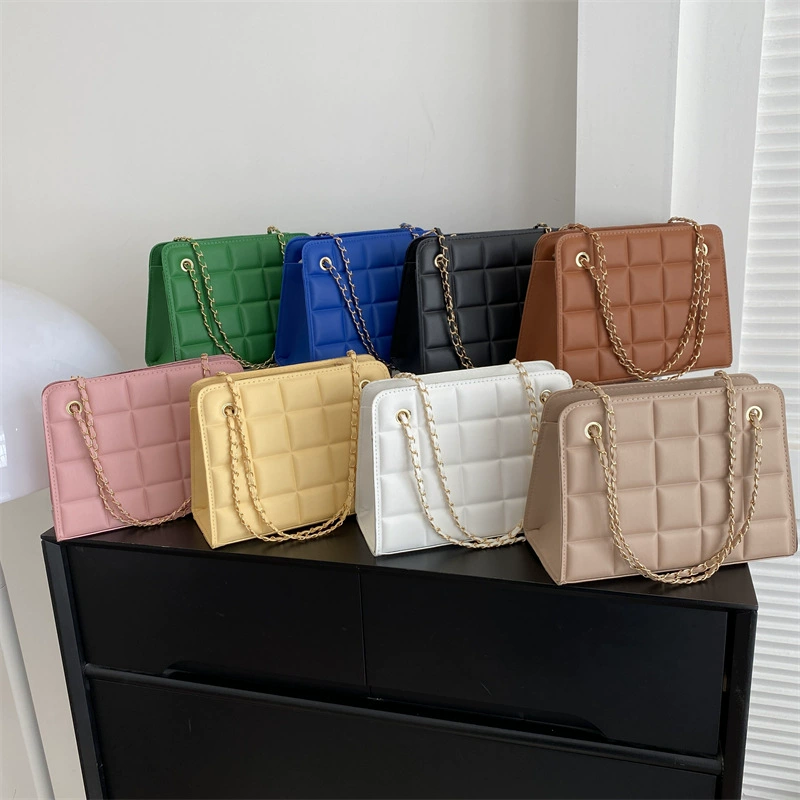 One-Shoulder Quilted Bag, Chain Strap, Diamond Pattern — Retro Trend, Multi‑color (2023)