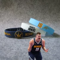 Браслет Basketball Star掘金 № 15 Jokic, регулируемый + фирменный комбинированный браслет из трех частей, силиконовый браслет