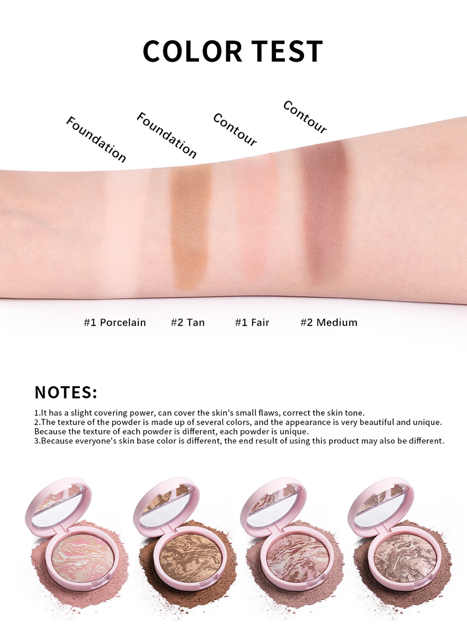 Cross-border new lakerain baking powder, highlighter Contour powder, setting and contouring Specification drawing