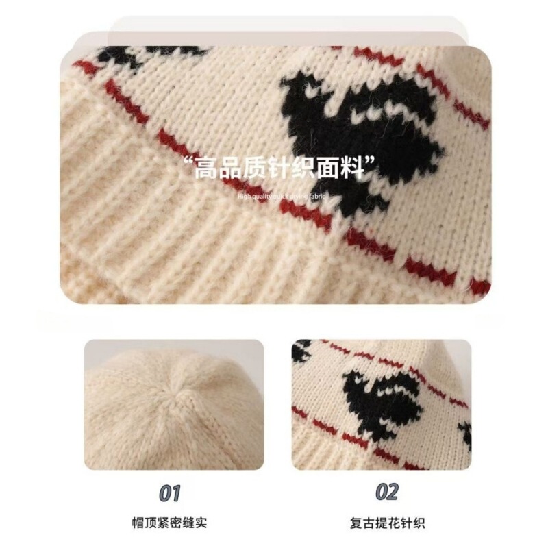 秋冬复古针织帽子女韩系百搭显脸小盆帽保暖毛线水桶帽防寒护耳帽|undefined