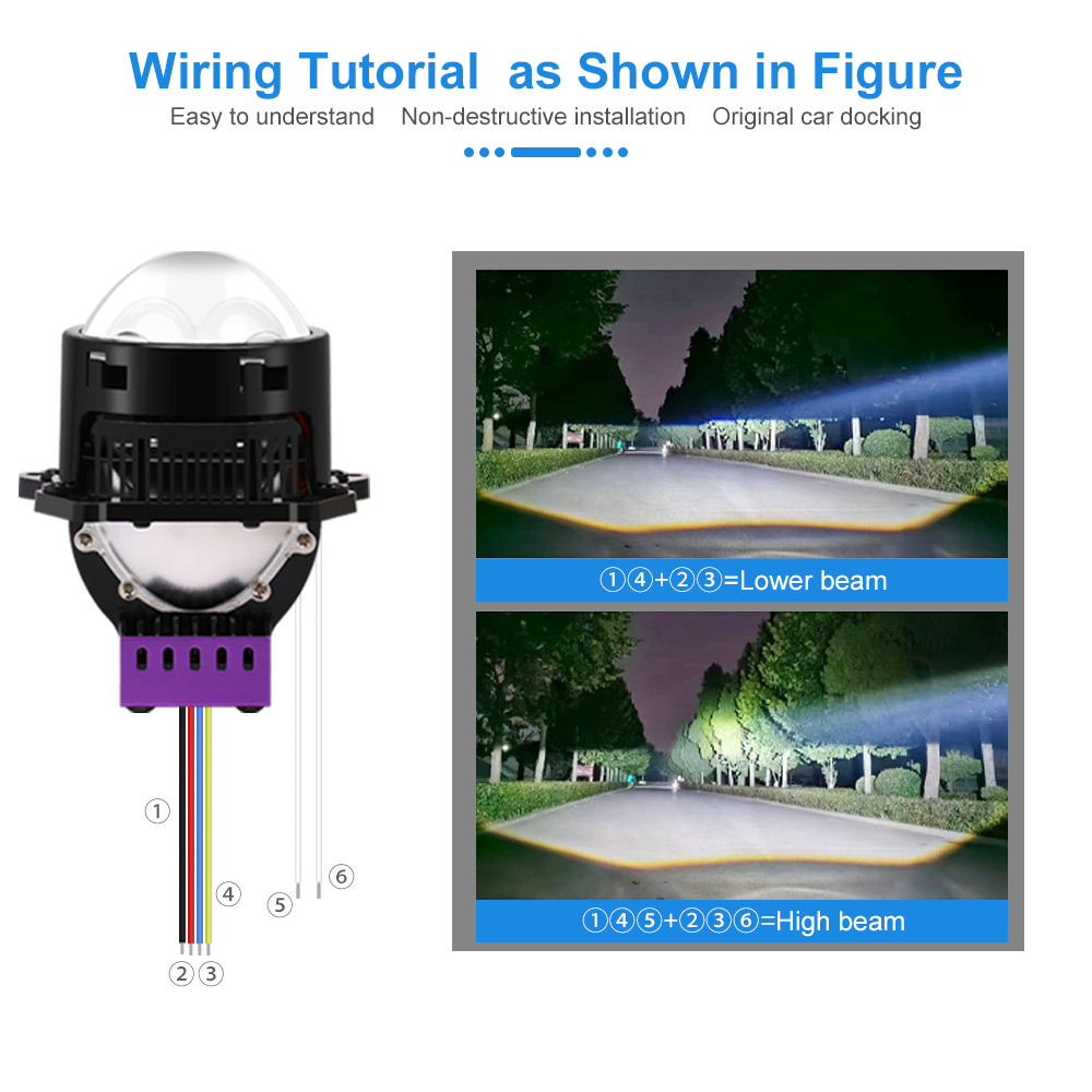 Matriz de luz directa CK pequeño láser de 3.0 pulgadas taza de luz individual 2 fuentes de luz láser grande lámpara de coche lente faro de resaltado