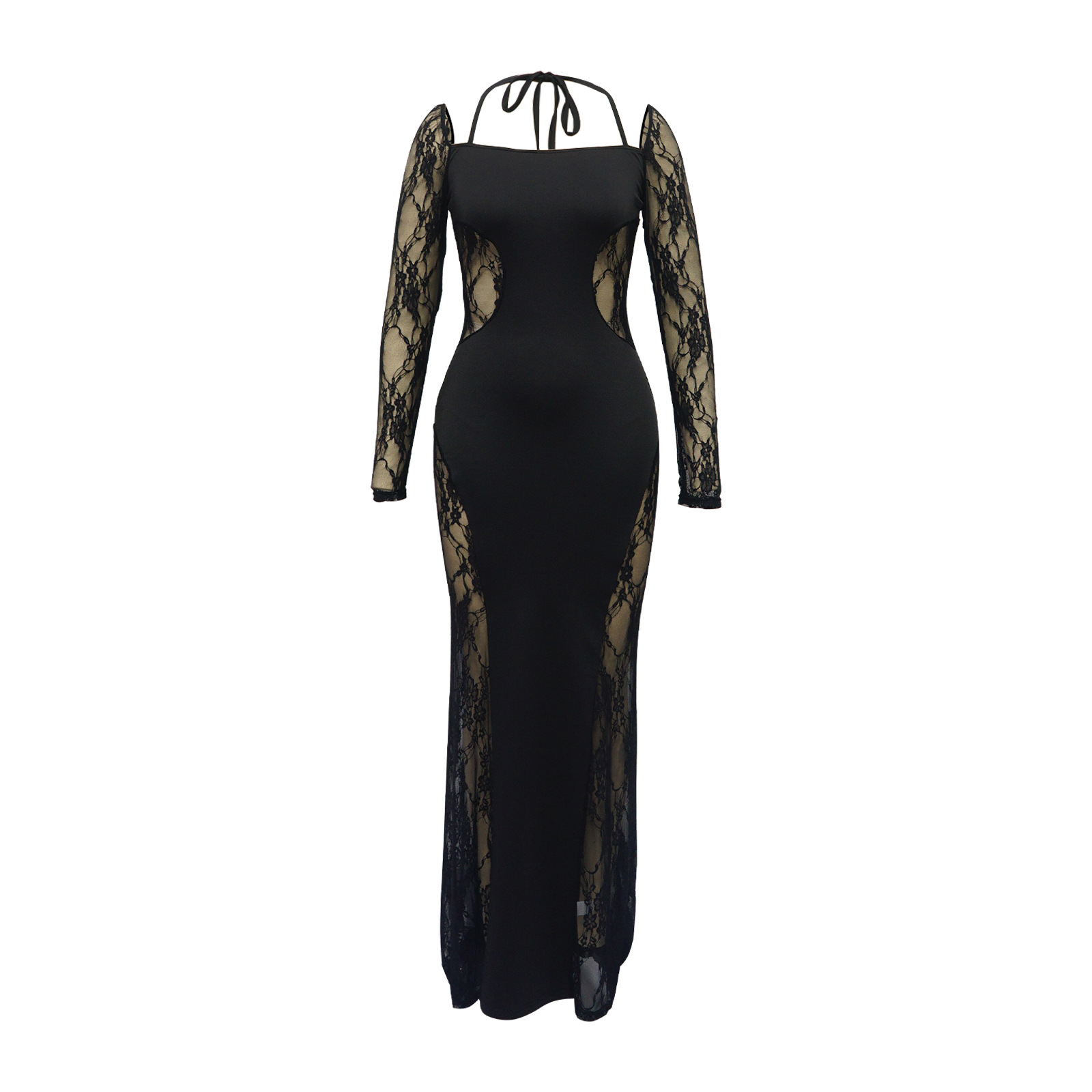 Women's Sheath Dress Elegant Streetwear Square Neck Long Sleeve Solid Color Maxi Long Dress Daily display picture 2