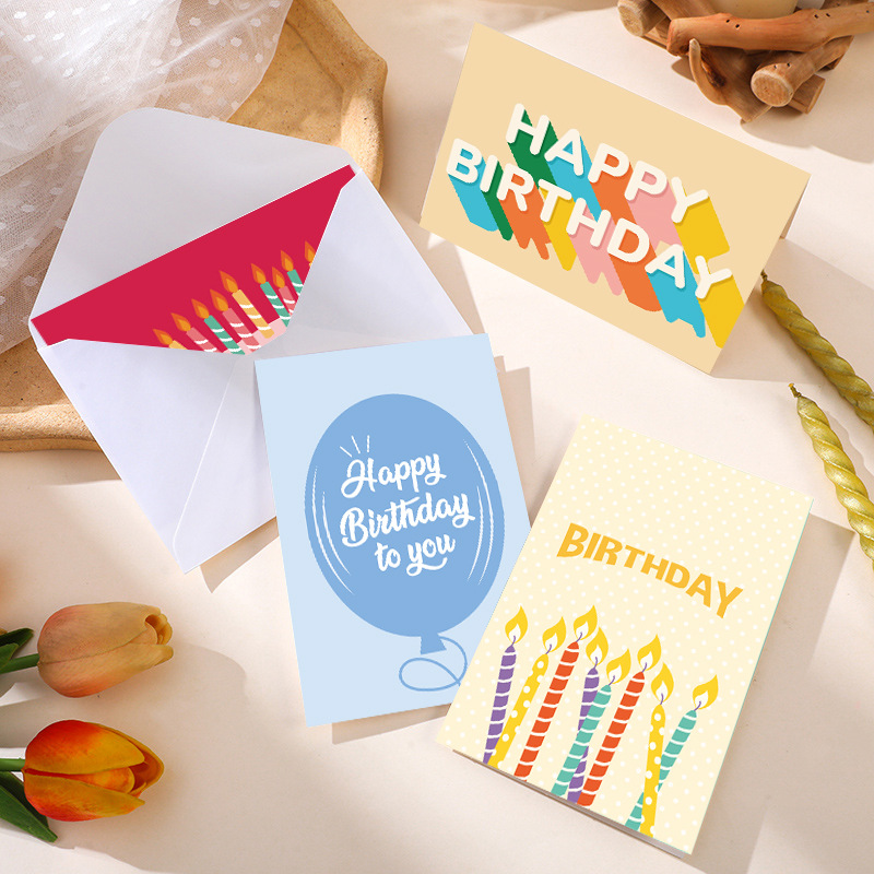 Birthday Festival Letter Pattern Simple Style Style Birthday Simple Style Letter Paper Holiday Banquet Birthday Greeting Card Invitations