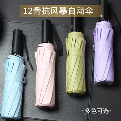 12骨全自动晴雨两用伞黑胶防晒遮阳太阳伞男士商务雨伞广告伞
