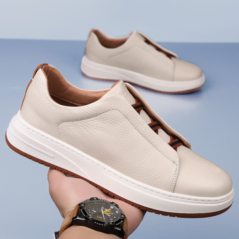 Piel de vaca de primera capa nuevos zapatos casuales para hombres zapatos blancos de cuero para hombres zapatos de hombre de todo fósforo de moda zapatos transpirables