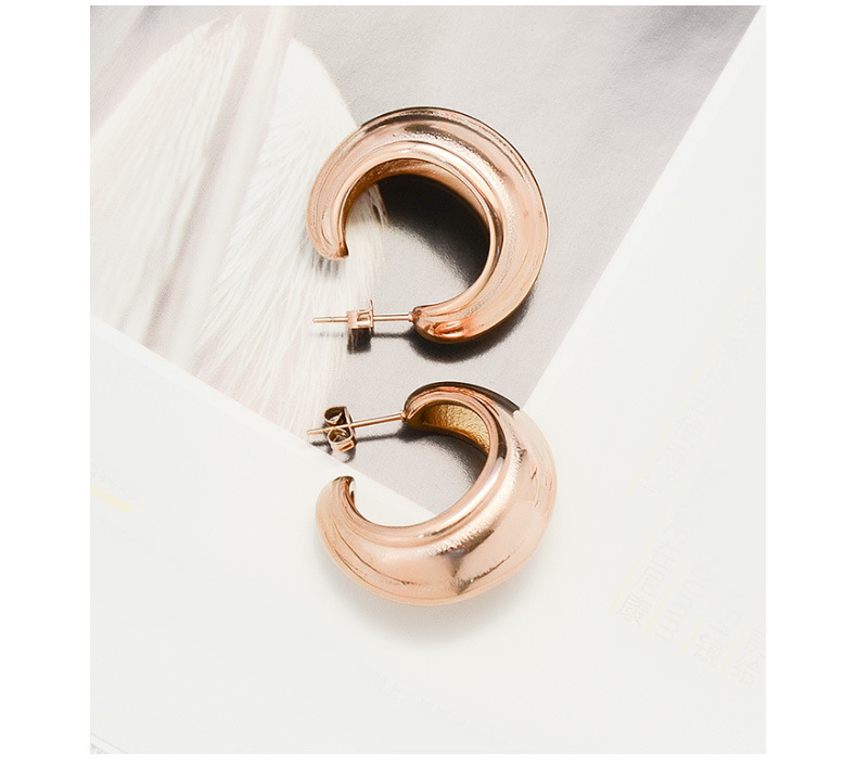 fashion simple geometric C-shaped earrings titanium steel  earrings