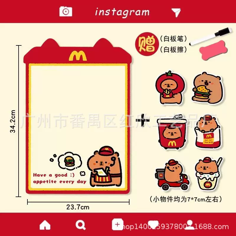 厂家定 制冰箱贴留言板小刘鸭麦当劳叮当猫冰箱贴磁贴磁吸可擦写