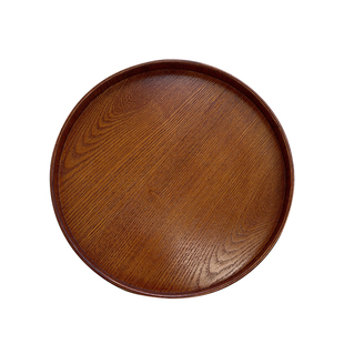 Ins Style Solid Wood Tray Japanese Round Wooden Storage Tray Coffee Fruit Storage Tray Wooden Tray Photo Ornaments