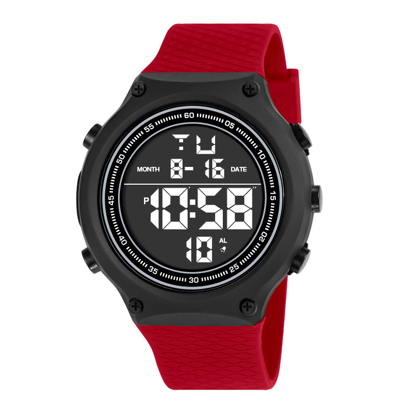 Hombres de gran pantalla LED gran dial reloj electrónico deportivo al aire libre multifuncional luz nocturna alarma reloj electrónico