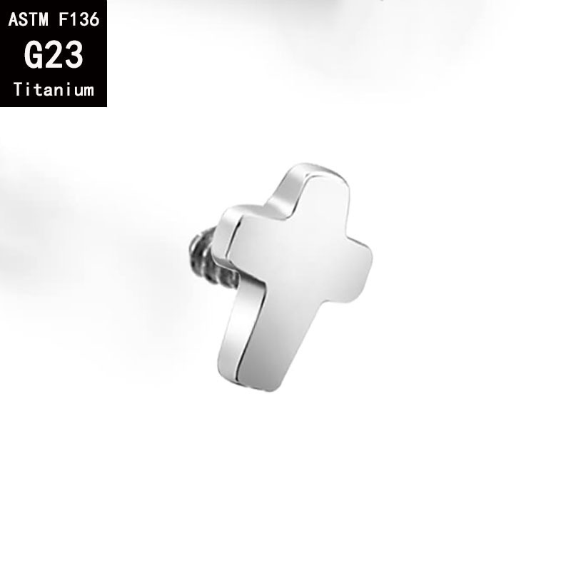 G23 Titanium Moon Stars Love Lightning Cross Fine Polishing Externally Threaded Body Piercing Accessory detail image 15