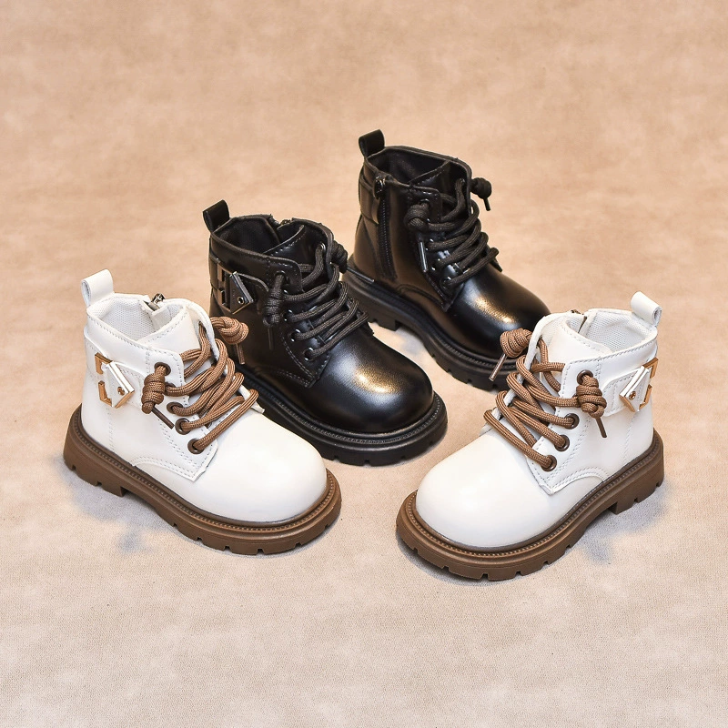 Детские сапоги Martin 2024 осень и зима новые короткие сапоги для мальчиков в британском стиле обувь для мальчиков трансграничные одиночные кожаные сапоги