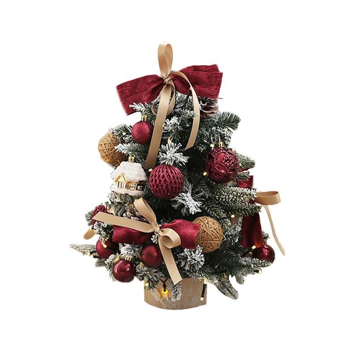 Nuevos productos transfronterizos árbol de Navidad con lámparas de nieve PE árbol de Navidad de escritorio árbol de Navidad decoración artesanía decoración